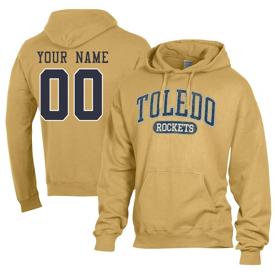 Custom Toledo Rockets Name And Number Hoodie-Gold